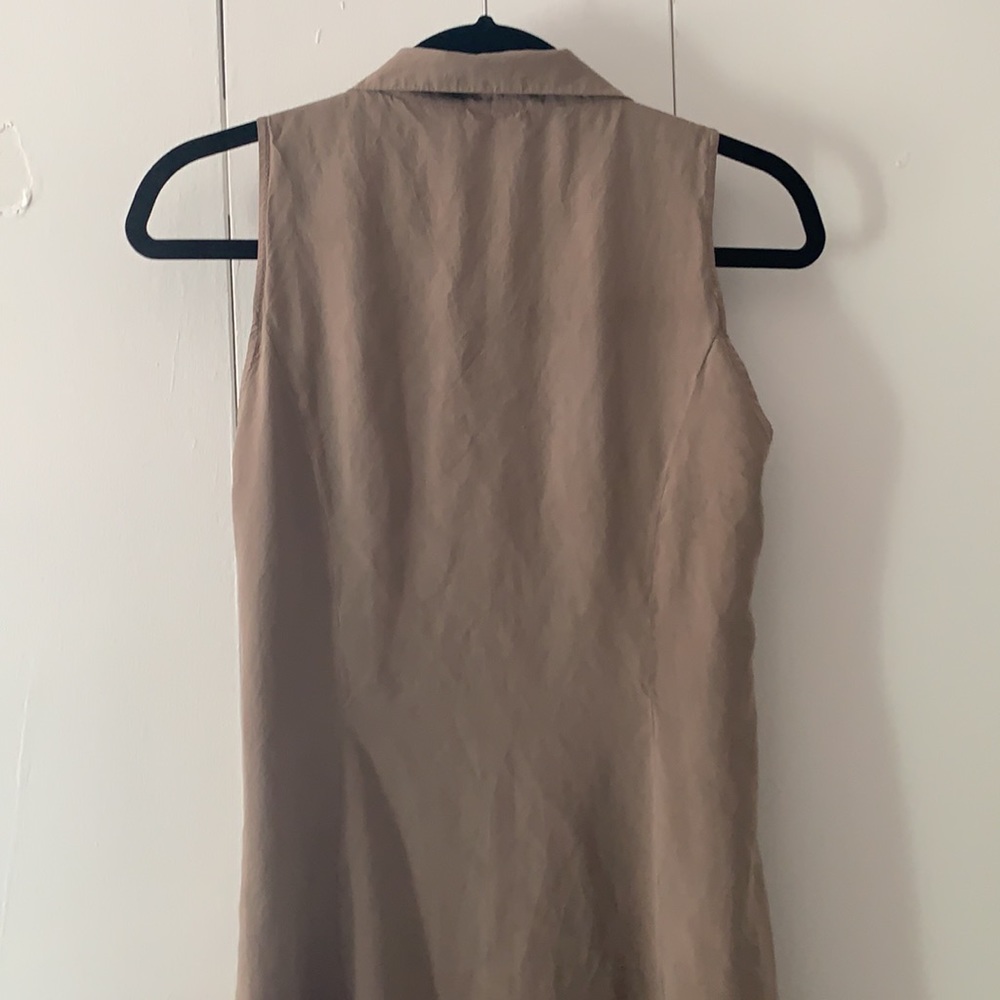 Vintage Tan Silk J. Crew Midi Dress Size 8 - Picture 5 of 6